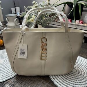 Roberto Cavalli Cream Tote Bag with Gold Accents